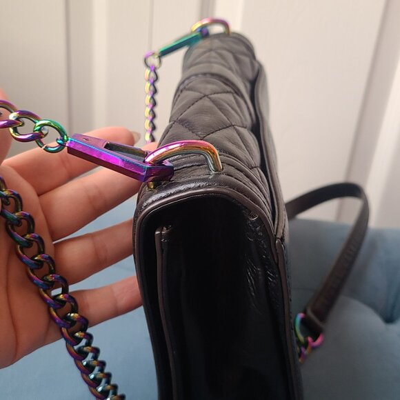 Rebecca Minkoff Iridescent Holograph Love Black /Oil Slick Leather Bag and Dust - Picture 6 of 15